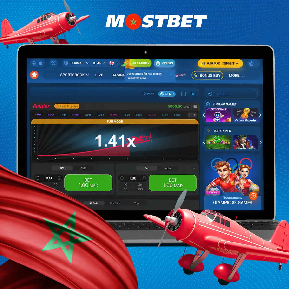 استعراض شامل للعبة Aviator على منصة Mostbet.