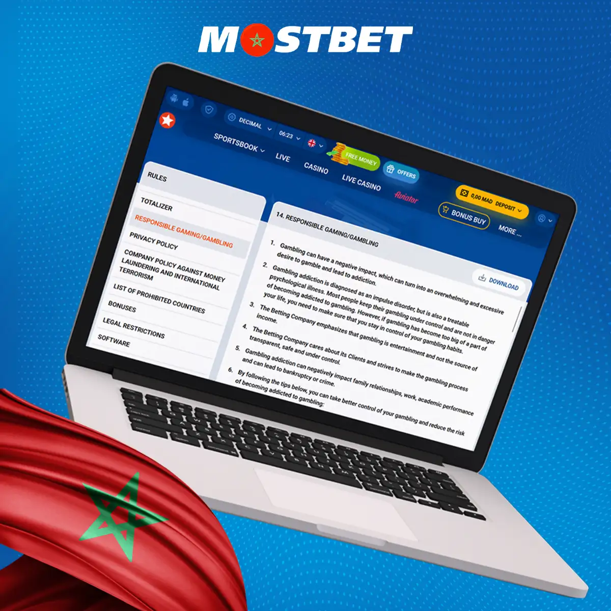 سياسة المقامرة المسؤولة لدى Mostbet.