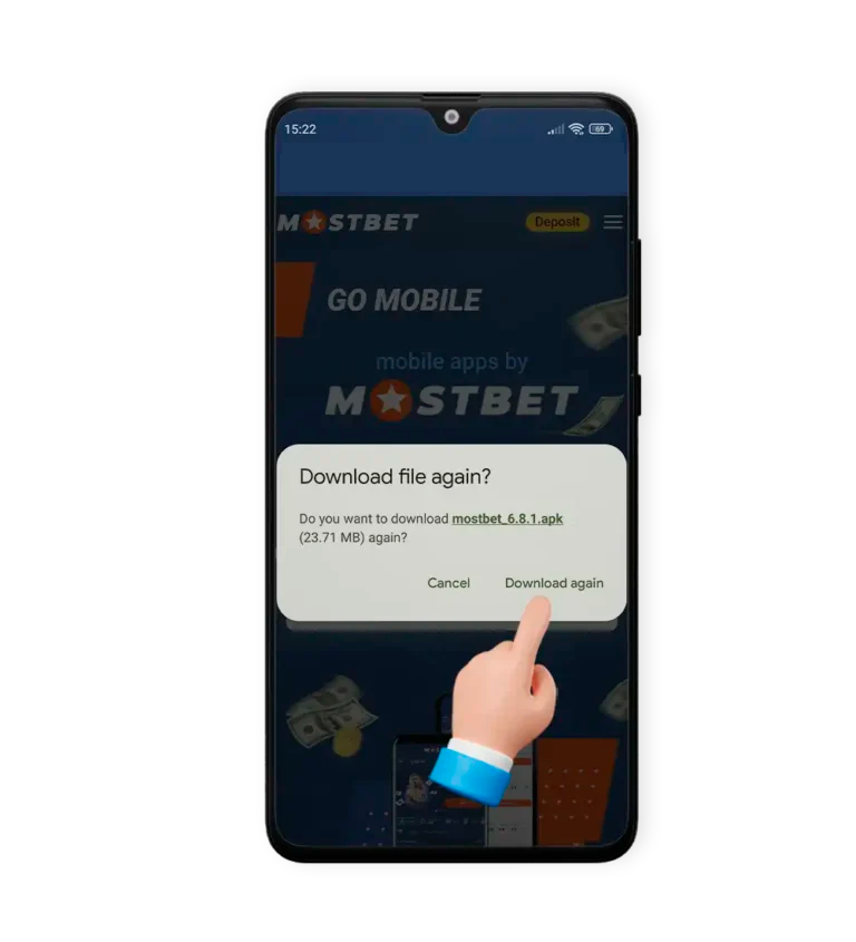 سمح بتثبيت تطبيق Mostbet على جهاز الأندرويد الخاص بك، الخطوة 7.